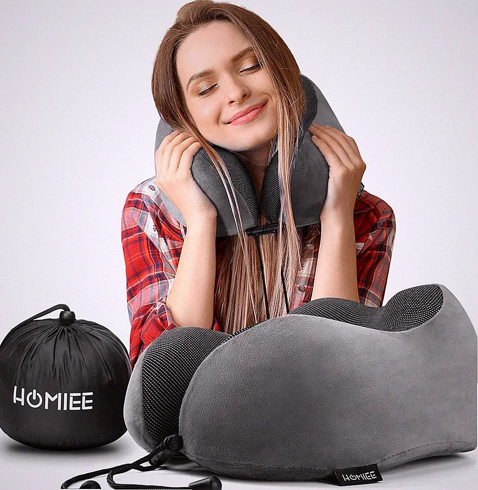 Nackenkissen Memory Foam Ergonomisch Orthopädisch Reise Flugzeug Auto Erwachsene