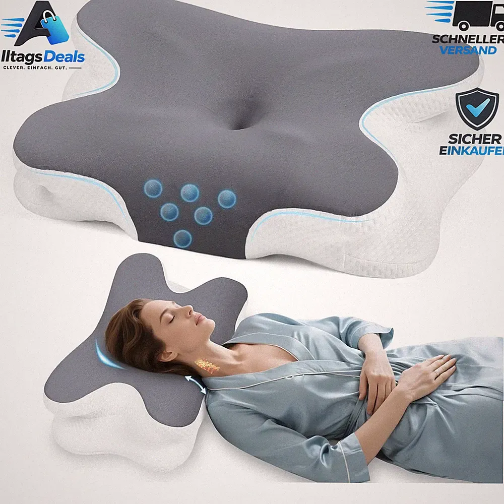 Nackenkissen Orthopädisch Memory Foam Dunkelgrau Schlafkissen für Erwachsene