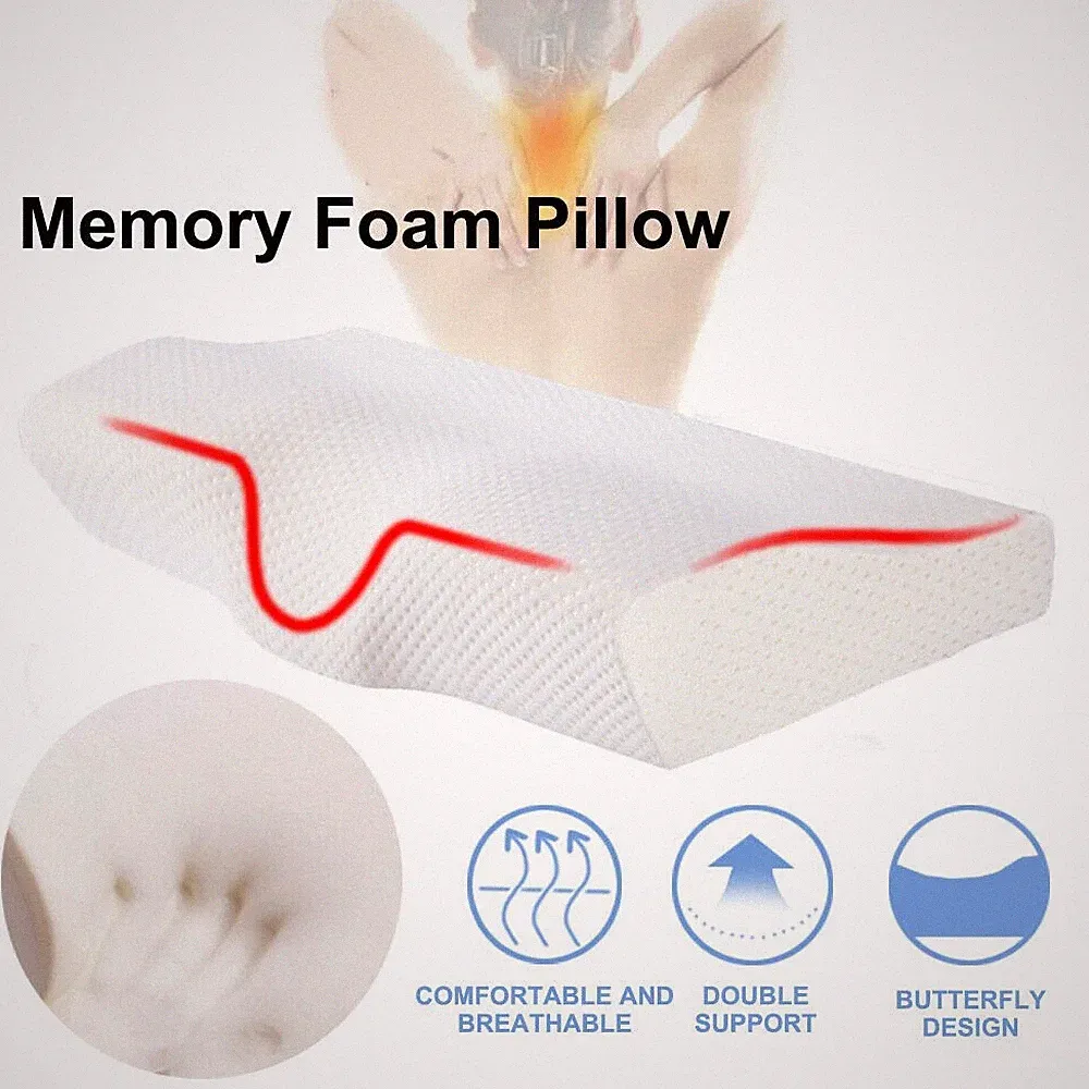Nackenkissen Orthopädisches Kissen Memory-Schaum Seitenschläferkissen Weiß