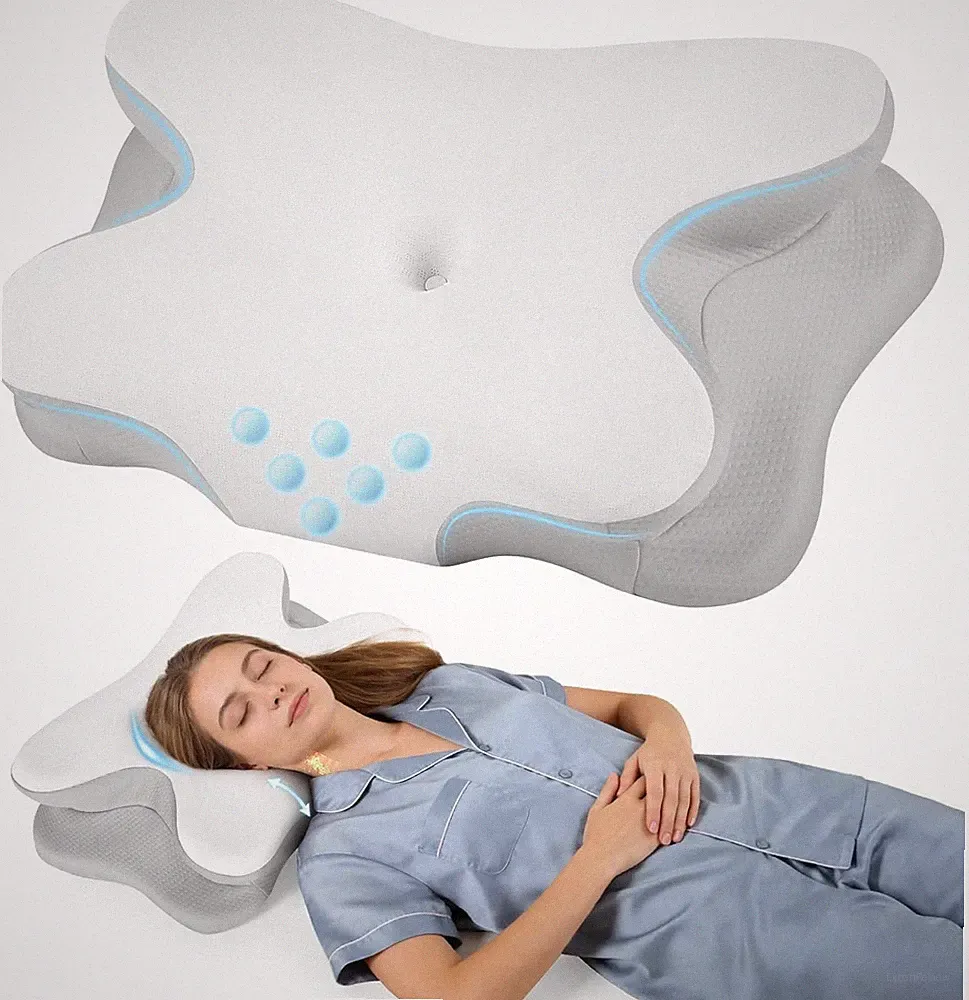 Nackenkissen - Orthopädisches Kopfkissen aus Memory Foam - Ergonomisches