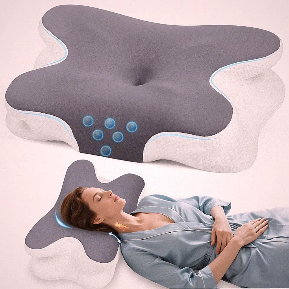 Nackenkissen Orthopädisches Kopfkissen aus Memory Foam Ergonomisches Kopfkissen