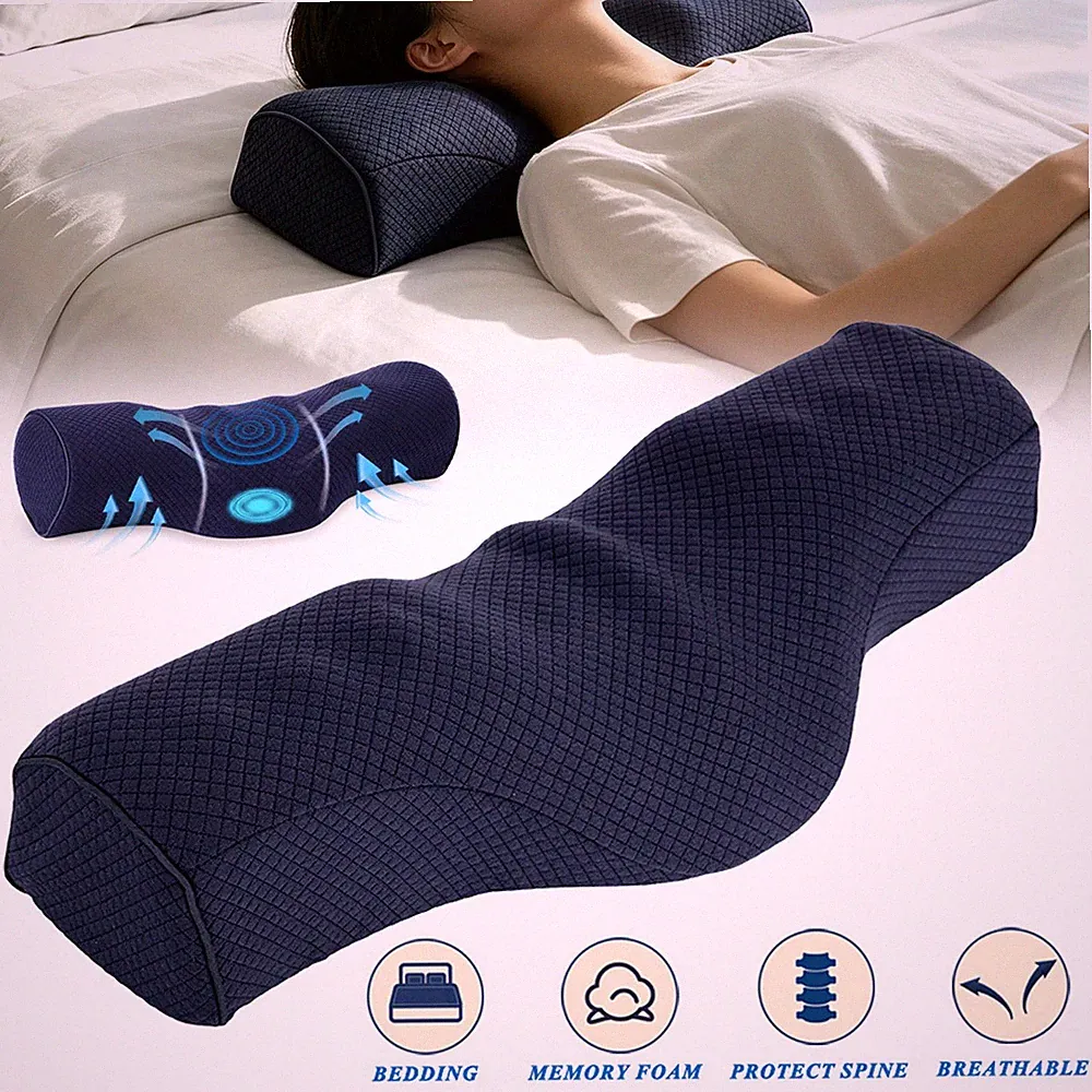 Nackenrolle mit Bezug Orthopädische Nackenkissen Memory-Schaum Nackenstützkissen