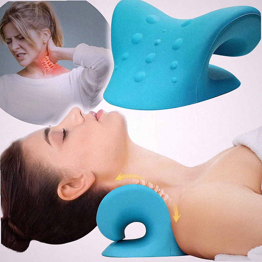 Nackenstrecker Nackenrolle Orthopädisches Nackenmassagekissen Schmerzen Blau
