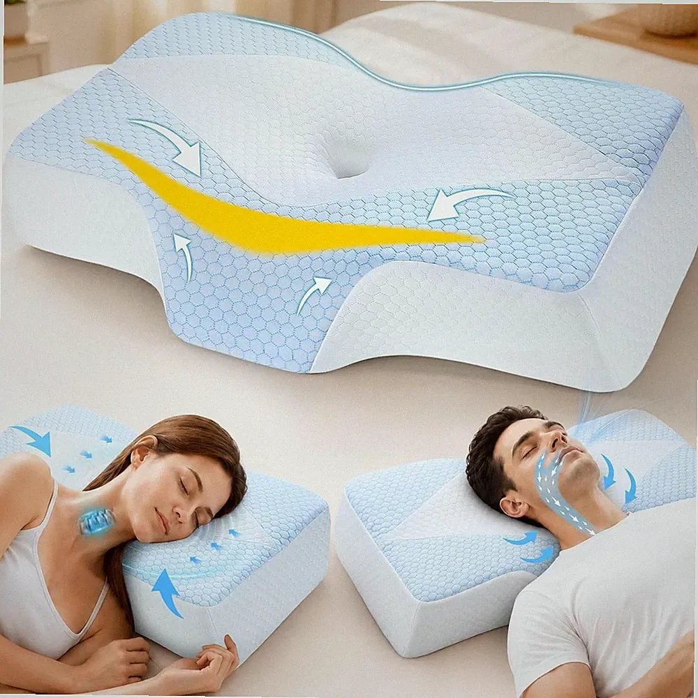 Nackenstützkissen Kopfkissen Memory Foam Ergonomisch Orthopädisch Schlaf 2 HÖHEN
