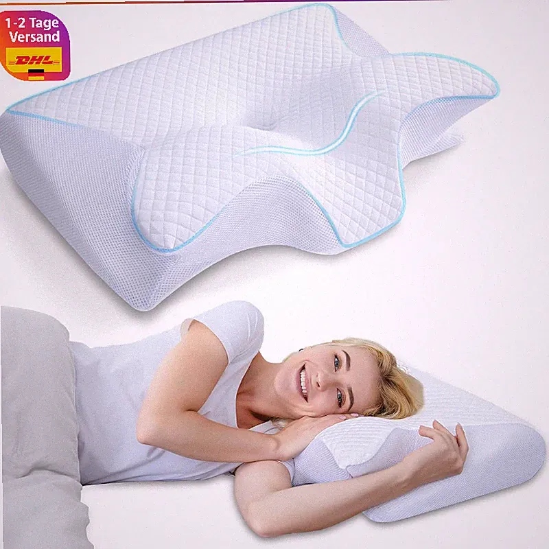 Nackenstützkissen Memory Foam Ergonomisch 60x40x12/14cm für Rücken Seiten
