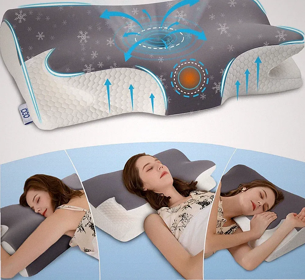 Nackenstützkissen Memory Foam Kissen, Ergonomisches Kopfkissen Orthopädische Kis