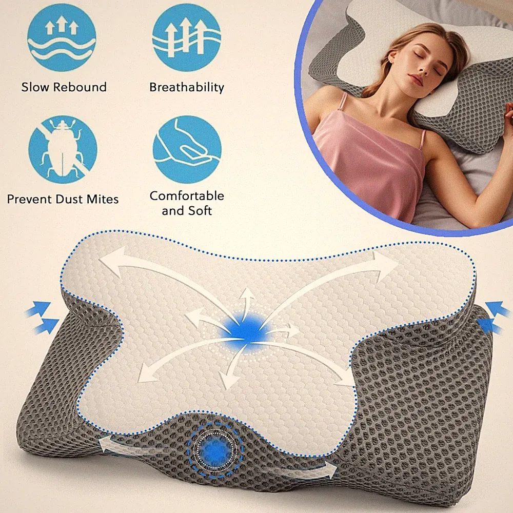 Nackenstützkissen Memory Foam Orthopädisches Kissen Seiten Schlafkissen Kissen