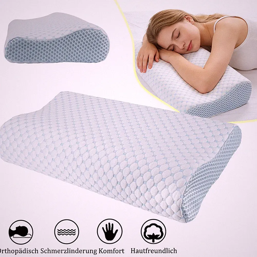 Nackenstützkissen Memory Foam Orthopädisches Kopfkissen Nackenkissen mit 2 Höhen