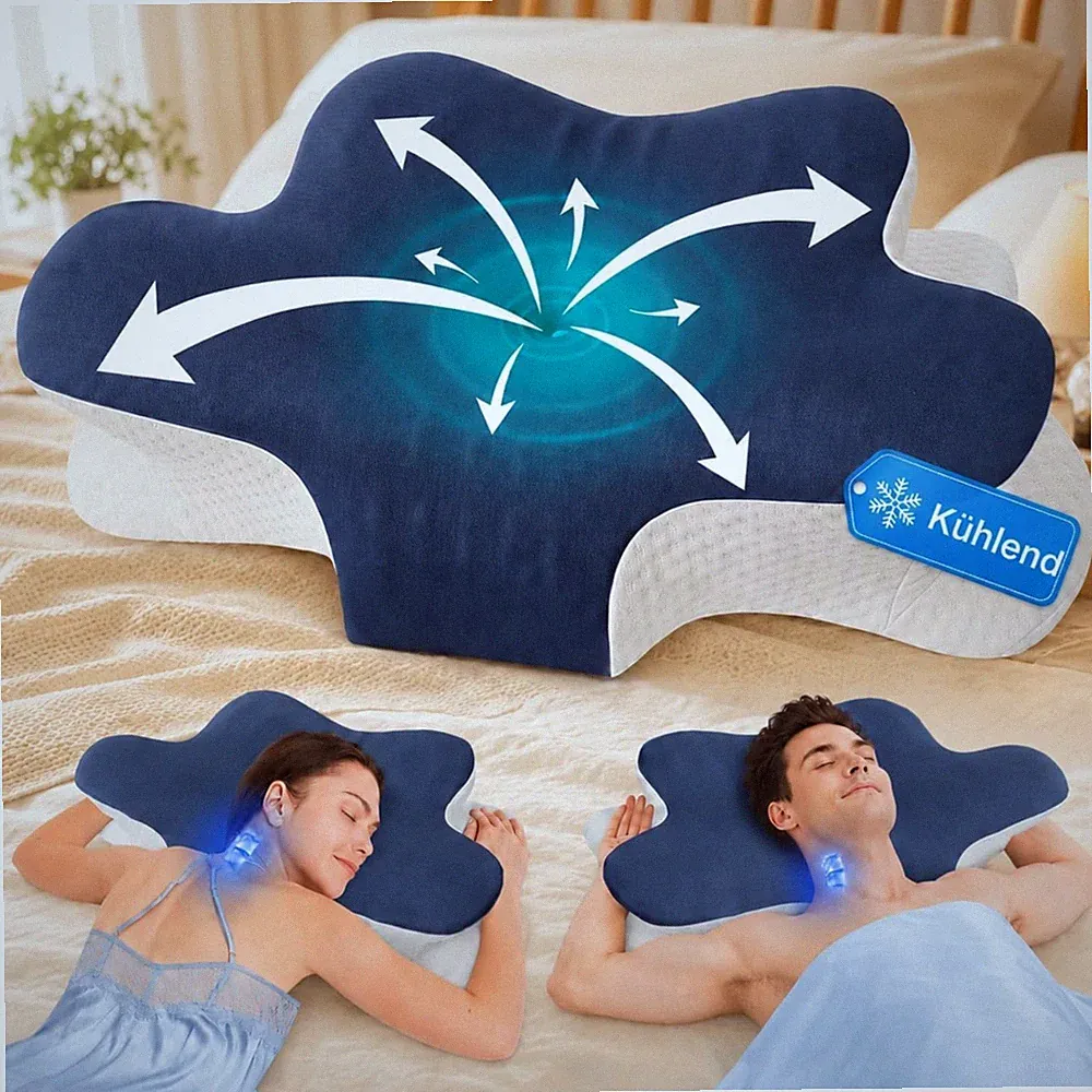 Nackenstützkissen orthopädisch Memory Foam Bezug Seitenschläfer Kissen