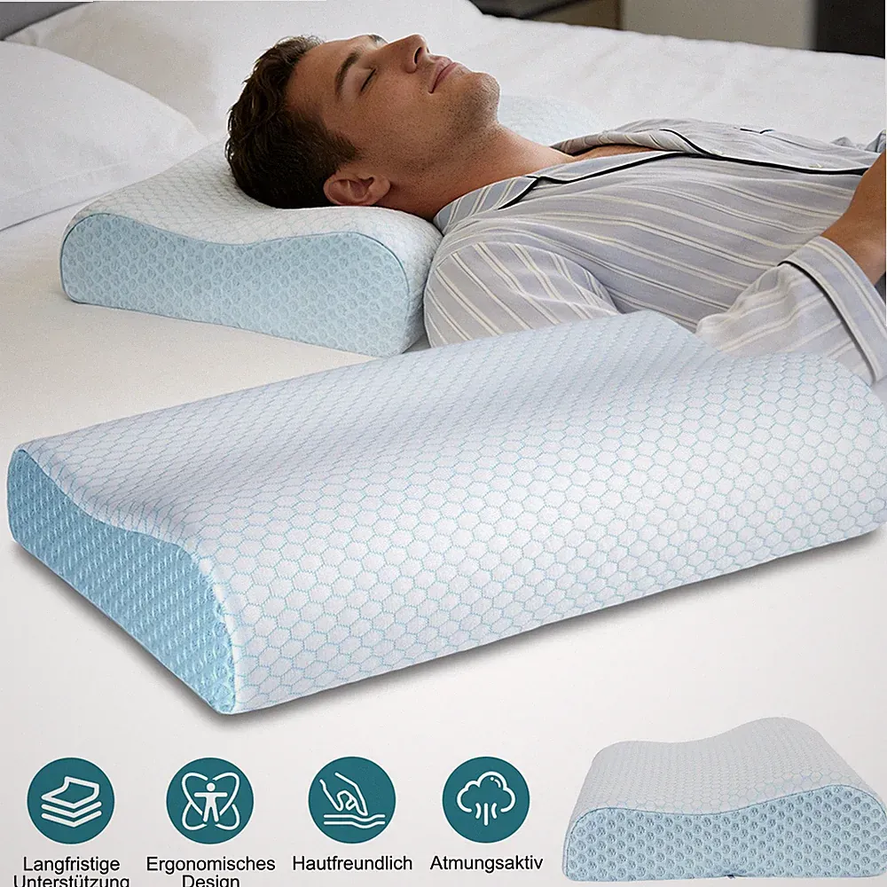Nackenstützkissen Orthopädisch Memory Foam Höhenverstellbar Ergonomisch Waschbar