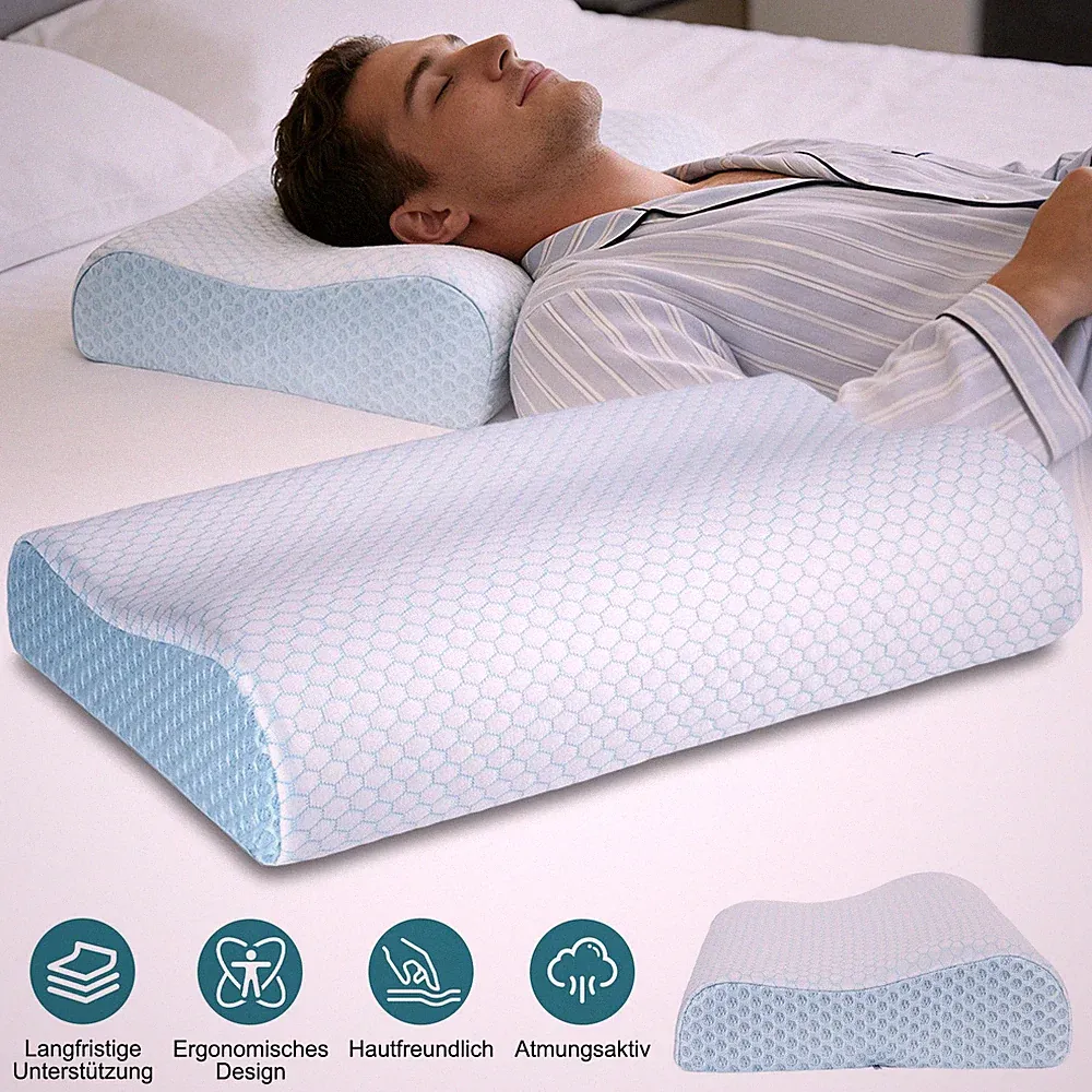 Nackenstützkissen Orthopädisch Memory Foam Höhenverstellbar Ergonomisch Waschbar