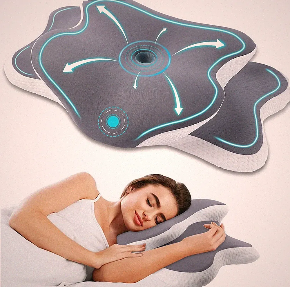 Nackenstützkissen Orthopädisches Memory Foam Kopfkissen Ergonomisch 65 x 40 cm