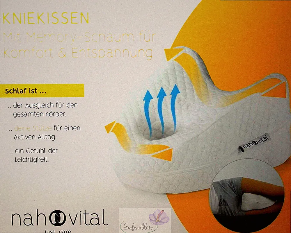 nahvital Kniekissen Memory-Schaum Entspannung ergonomisch geformt 40°C waschbar