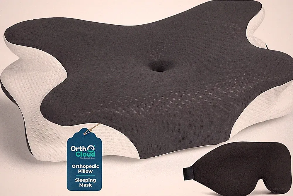 OrthoCloud Orthopädisches Kissen für Nacken und Schulter Einheitsgröße, grau & weiß