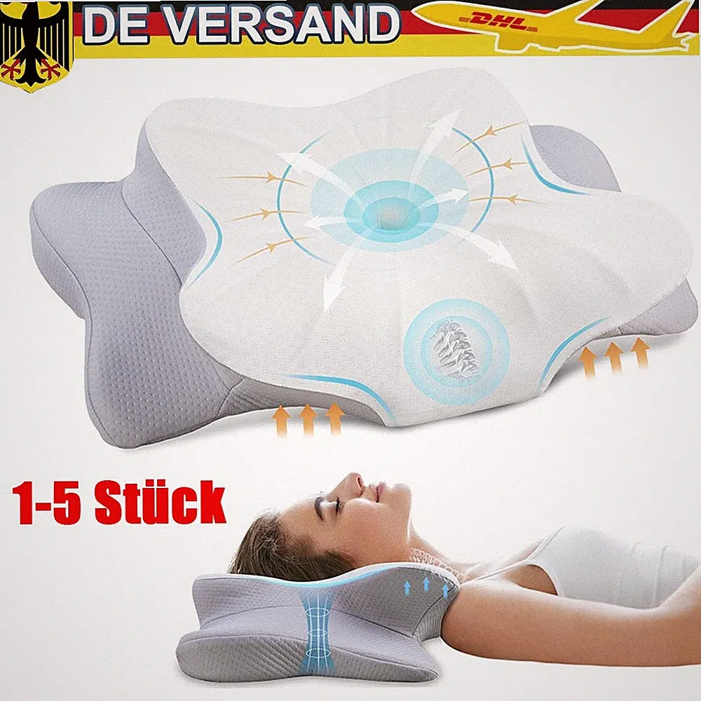 Orthopädie Memory Foam Ergonomisches Kopfkissen für Rücken Seiten Bauchschläfer