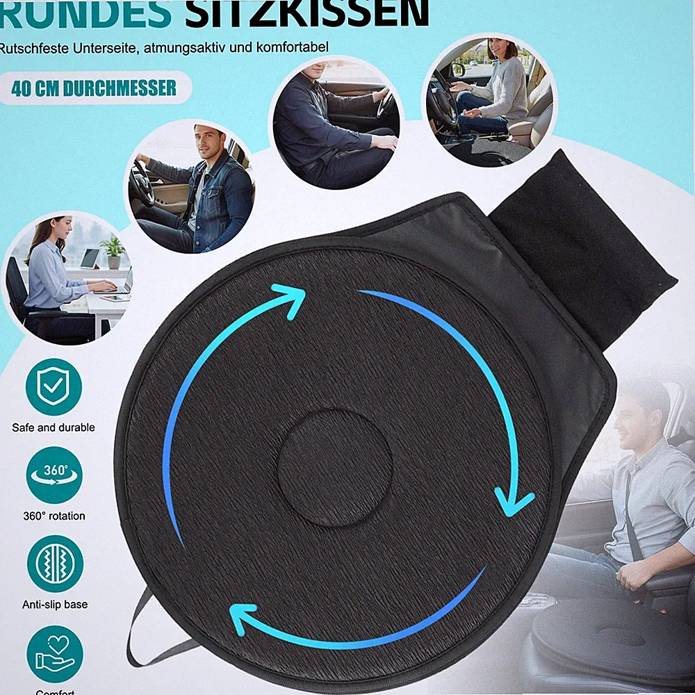 Orthopädisch 360° drehbar Sitzkissen Einstieghilfe Auto Rücksitz Rutschkissen