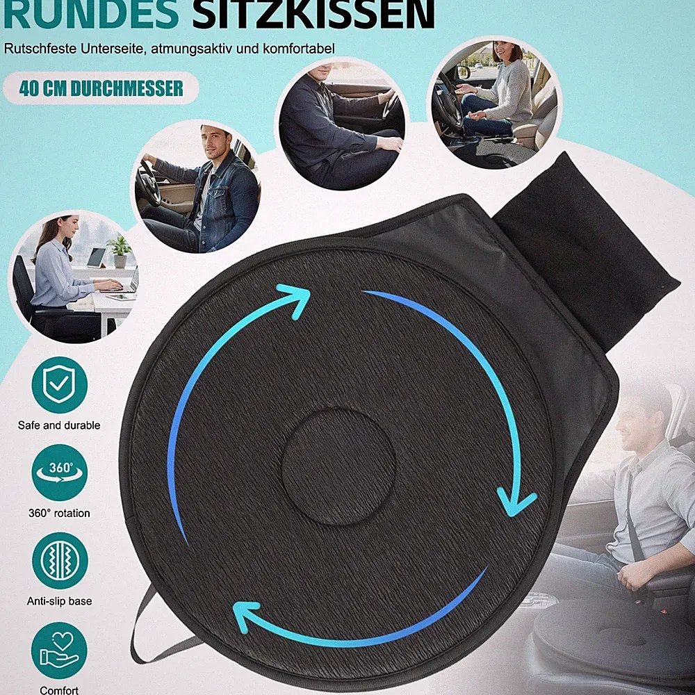 Orthopädisch 360° drehbar Sitzkissen Einstieghilfe Auto Rücksitz Rutschkissen