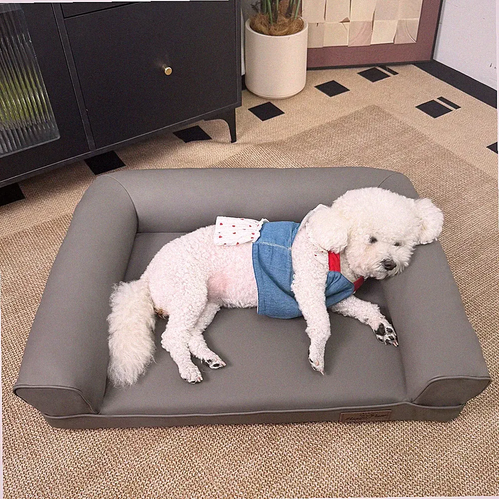 Orthopädisch Hundebett Wasserdicht Hundekissen Hundesofa Kunstleder Matratze