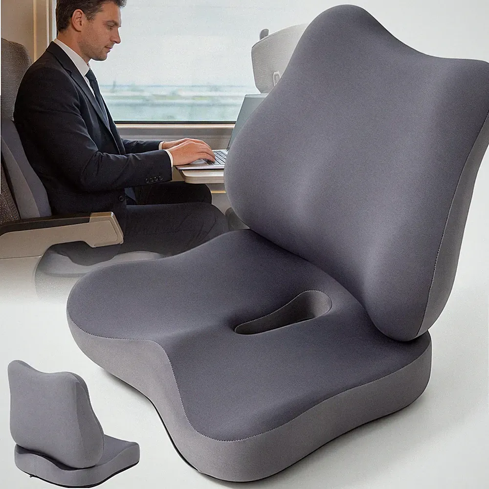 Orthopädisch Sitzkissen Set mit Lendenkissen - Memory Foam Steißbeinkissen DHL