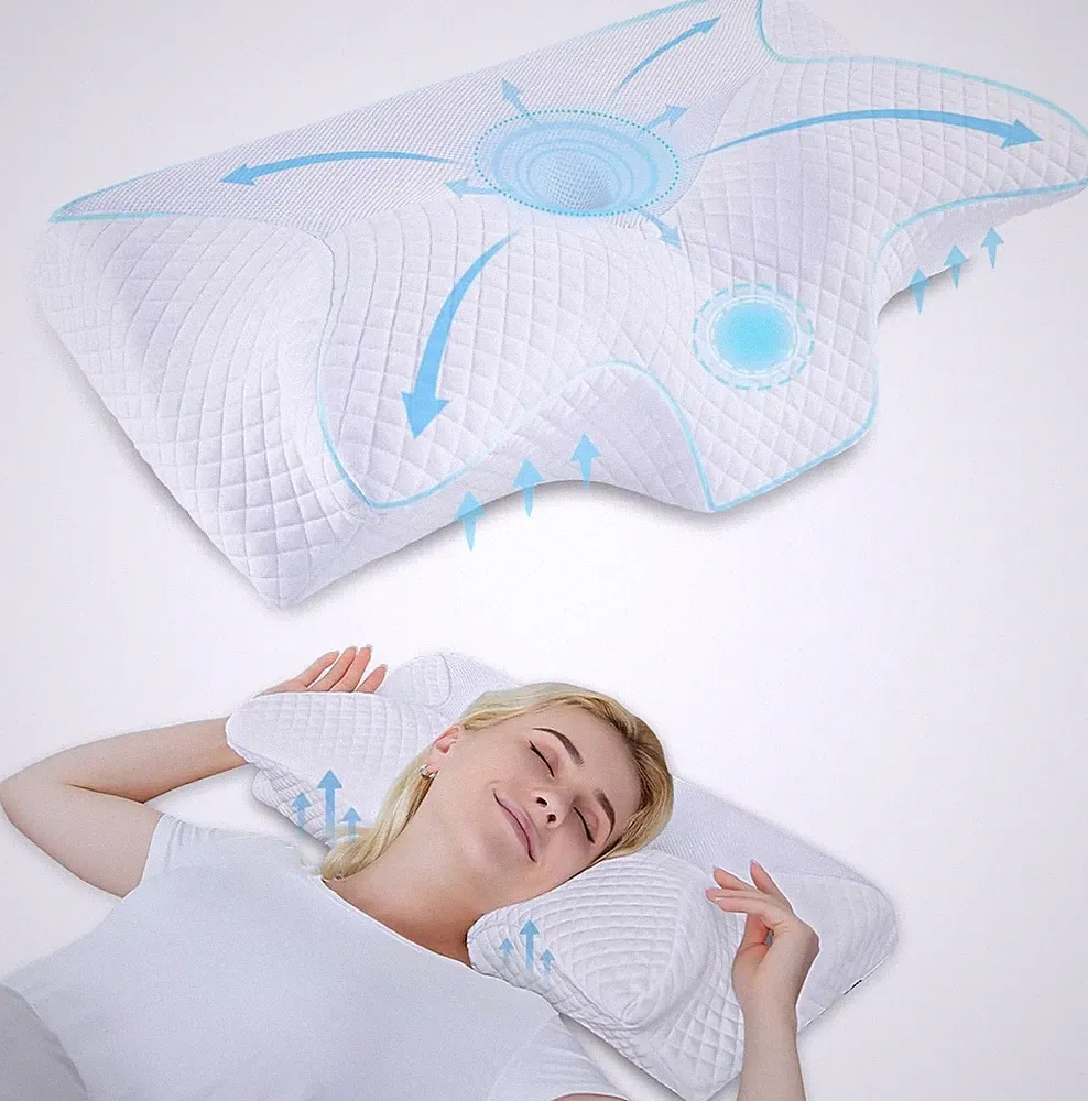 Orthopädische Nackenstütze Memory Foam 60x35x8-12cm