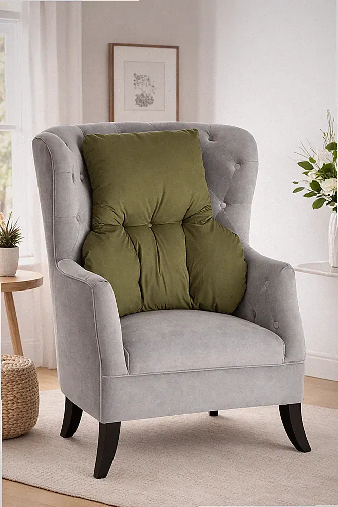 ORTHOPÄDISCHE RÜCKENSTÜTZE HOLZKISSEN KISSEN FÜR STUHL SOFA (GRÜN)