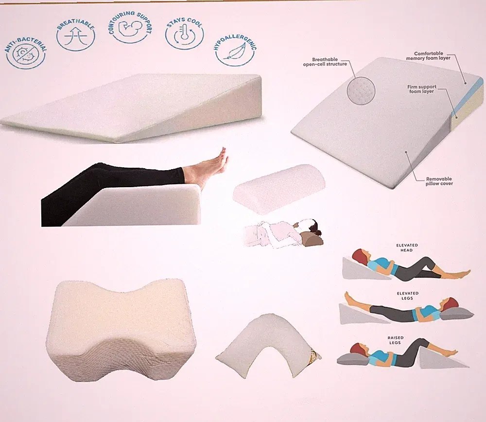 Orthopädische Rückenstütze Keil V Kissen LARGE XL Schaum Säure Reflux Bein Erhöhung Bett
