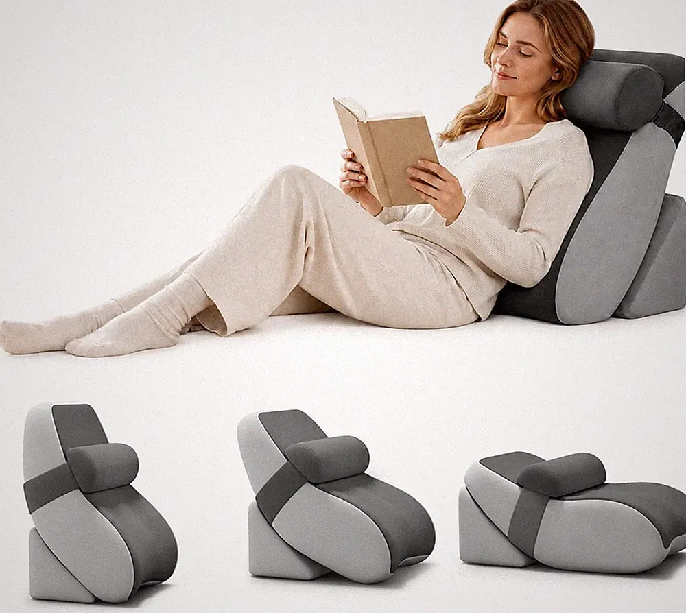 Orthopädisches Bett Keil Kissen Set Verstellbar Memory Foam mit Kopfstütze Waschbar