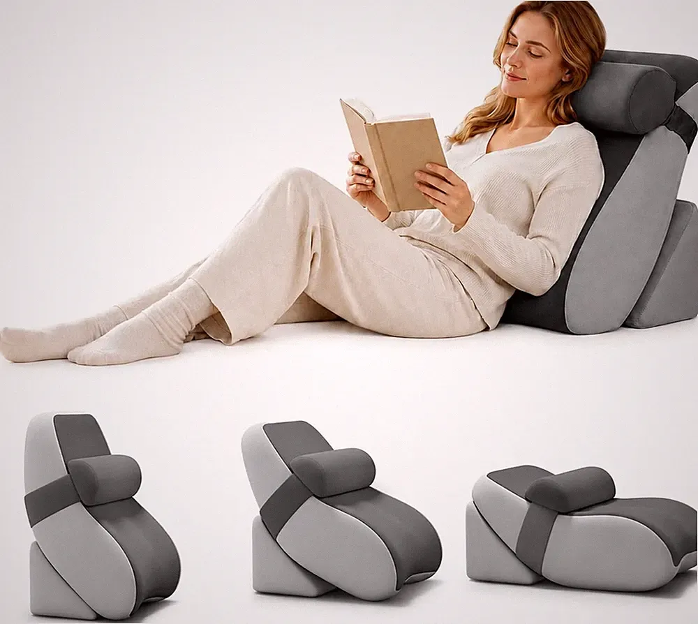 Orthopädisches Bett Keil Kissen Set Verstellbar Memory Foam mit Kopfstütze Waschbar