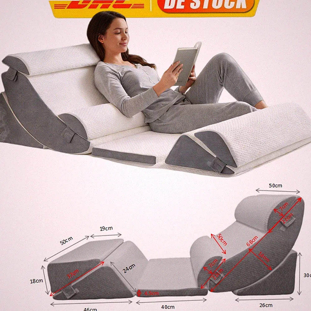 Orthopädisches Bettkeilkissen Keilkissen 7-teilig-Set Rückenkissen Bett