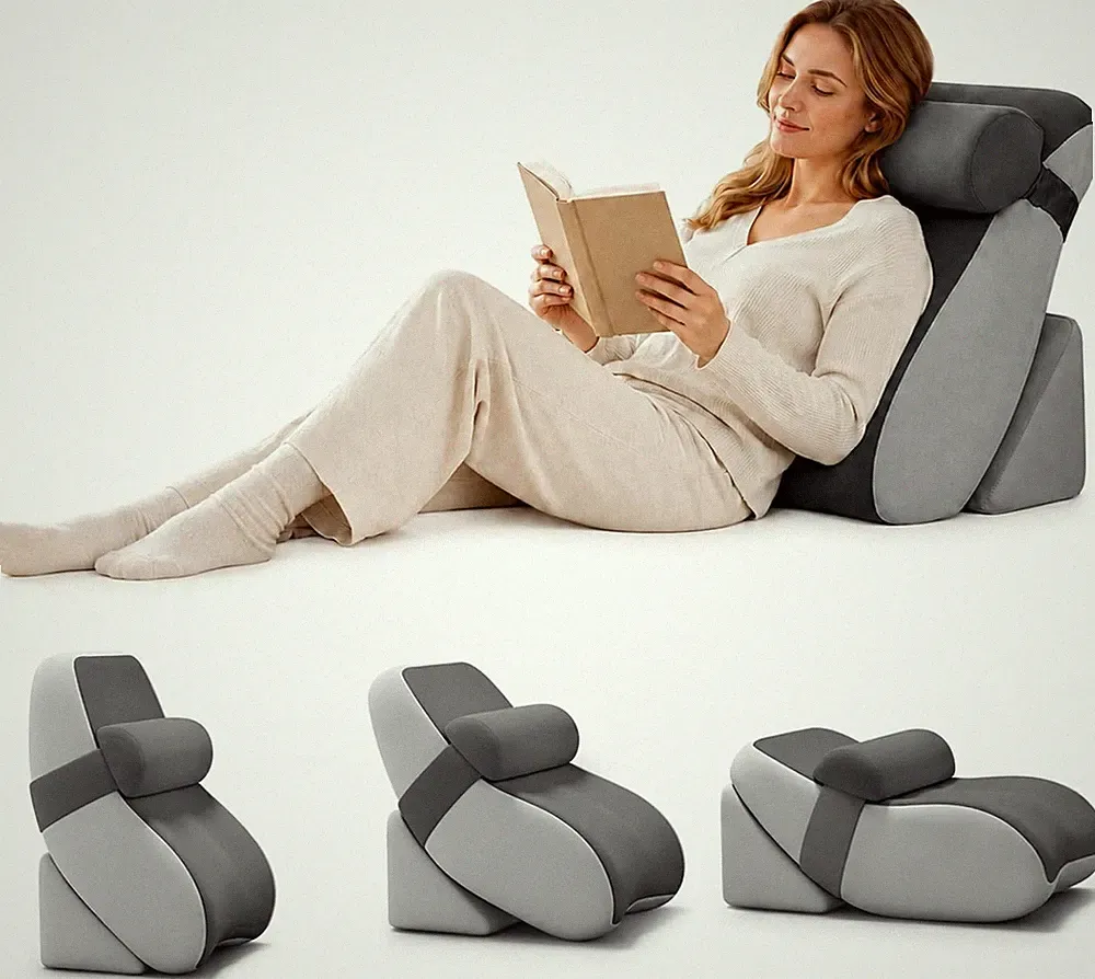 Orthopädisches Bettkeilkissen Set, verstellbarer Memory Foam Keil mit Kopfstütze