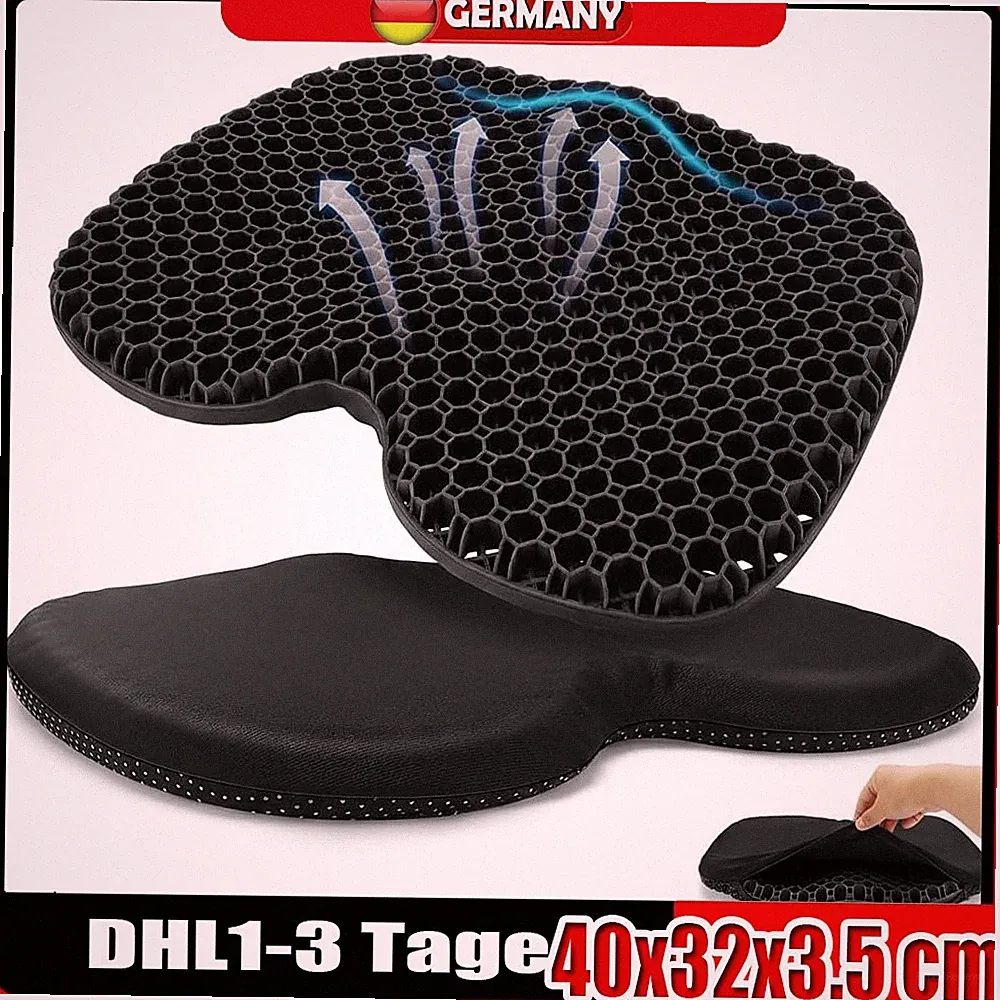 Orthopädisches Gel Sitzkissen extra dick für langes Sitzen Büro Auto KFZ Stuhl