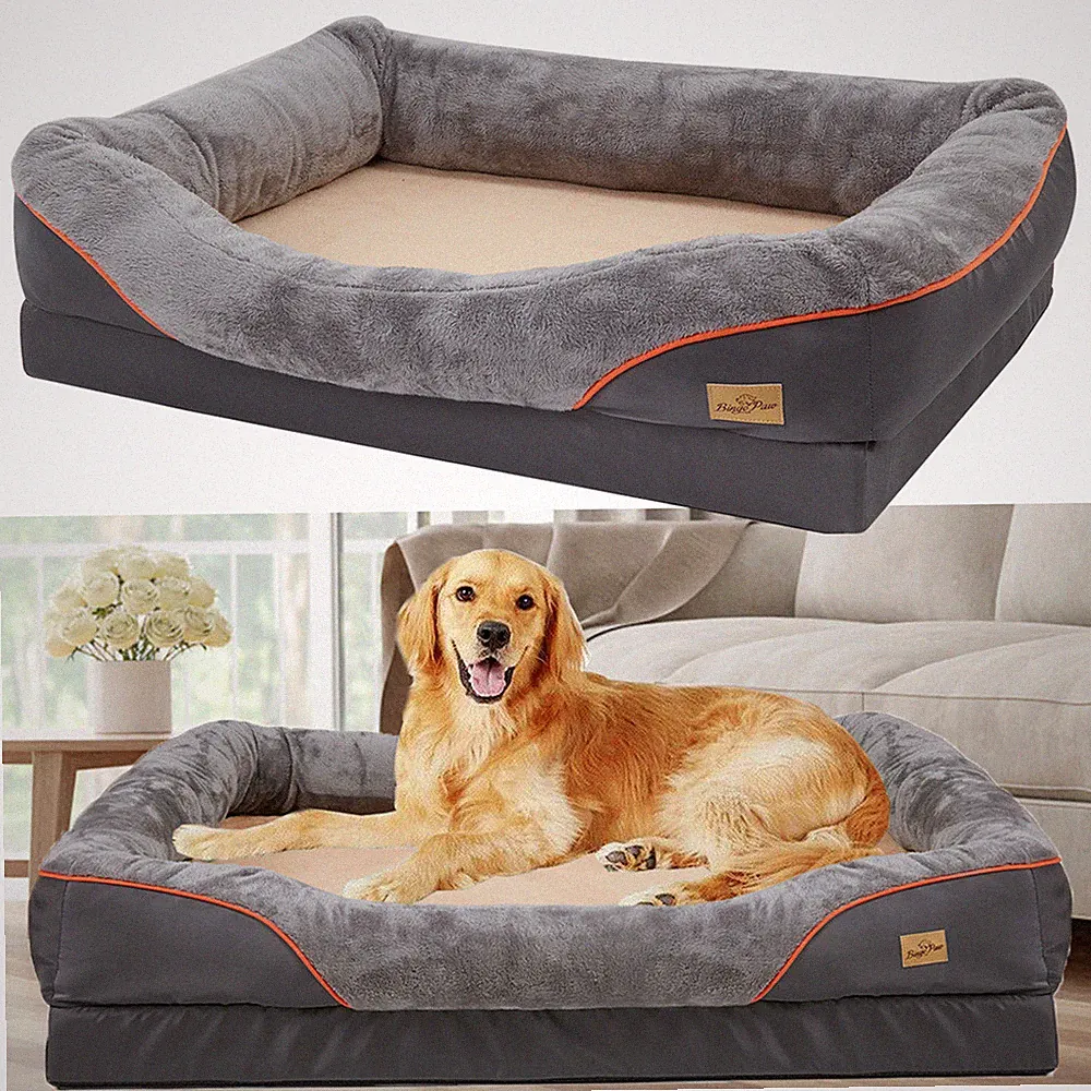 Orthopädisches Hundebett Hundekissen XXL Hundesofa Haustier Schlafpletz Grau DE