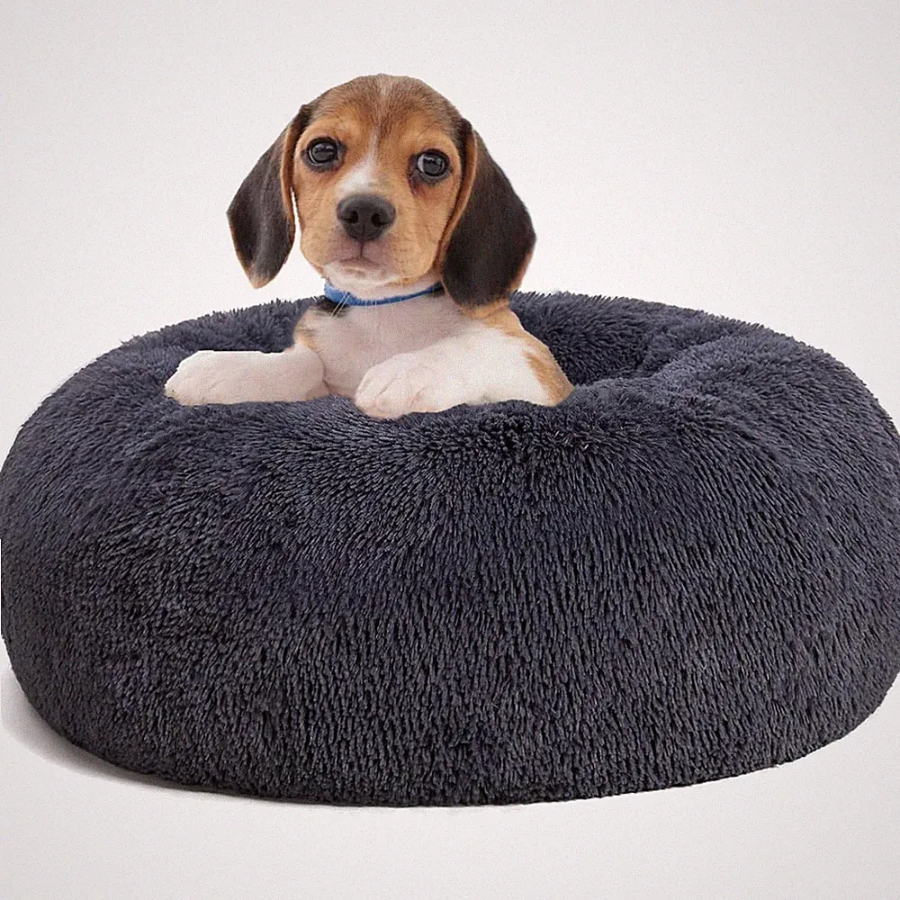 Orthopädisches Hundebett rund 60 cm Dunkelgrau Hundekissen Hundesofa