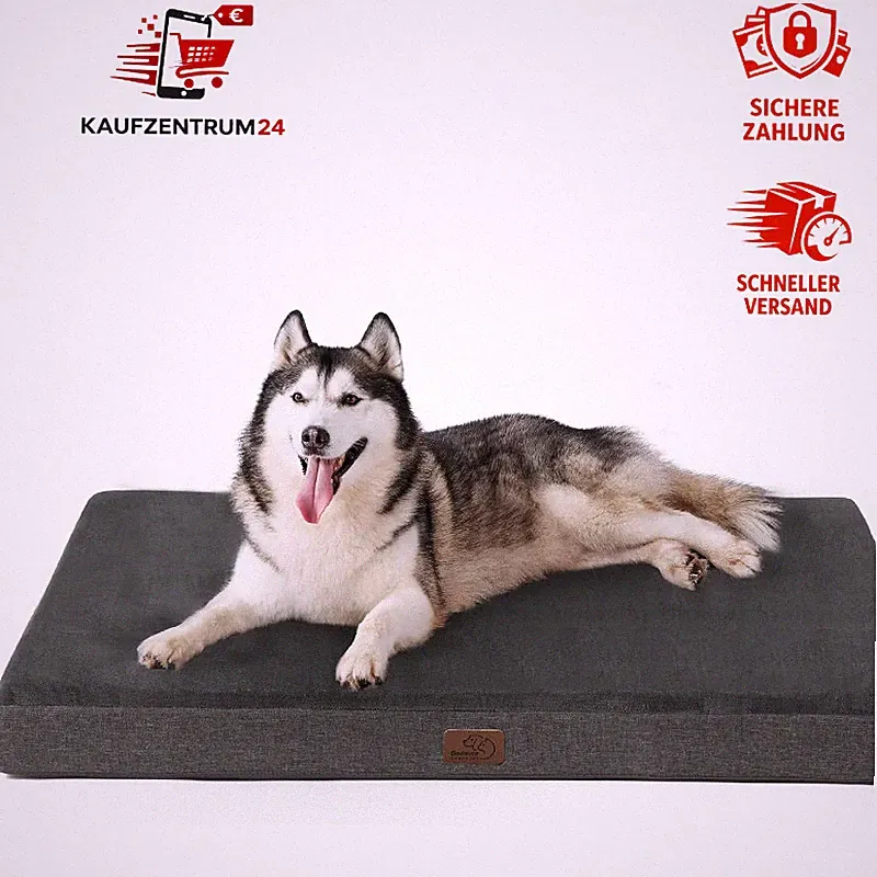 Orthopädisches Hundekissen 120x74cm waschbar, dunkelgrau, 2in1