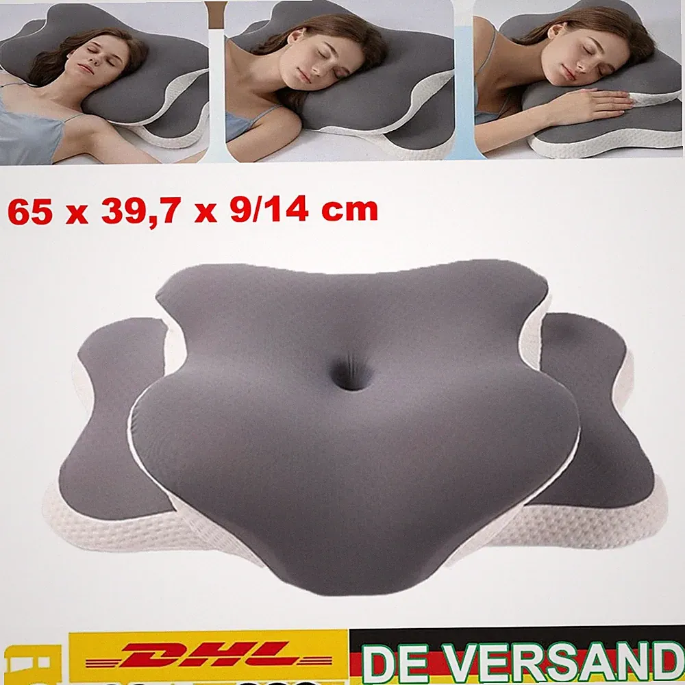 Orthopädisches Kissen aus Memory Foam - Ergonomisches Nackenstützkissen Grau