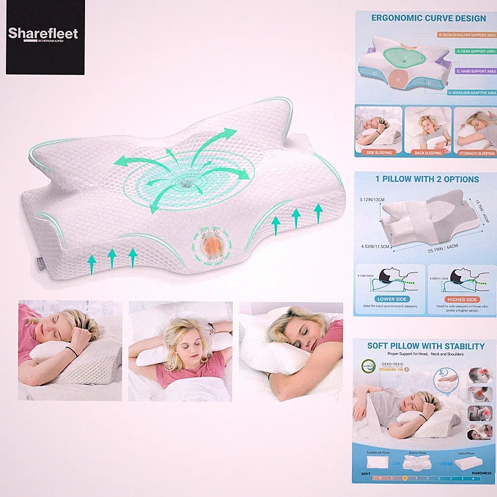 Orthopädisches Kissen aus Memory Foam, Seitenschläferkissen Nackenstützkissen...