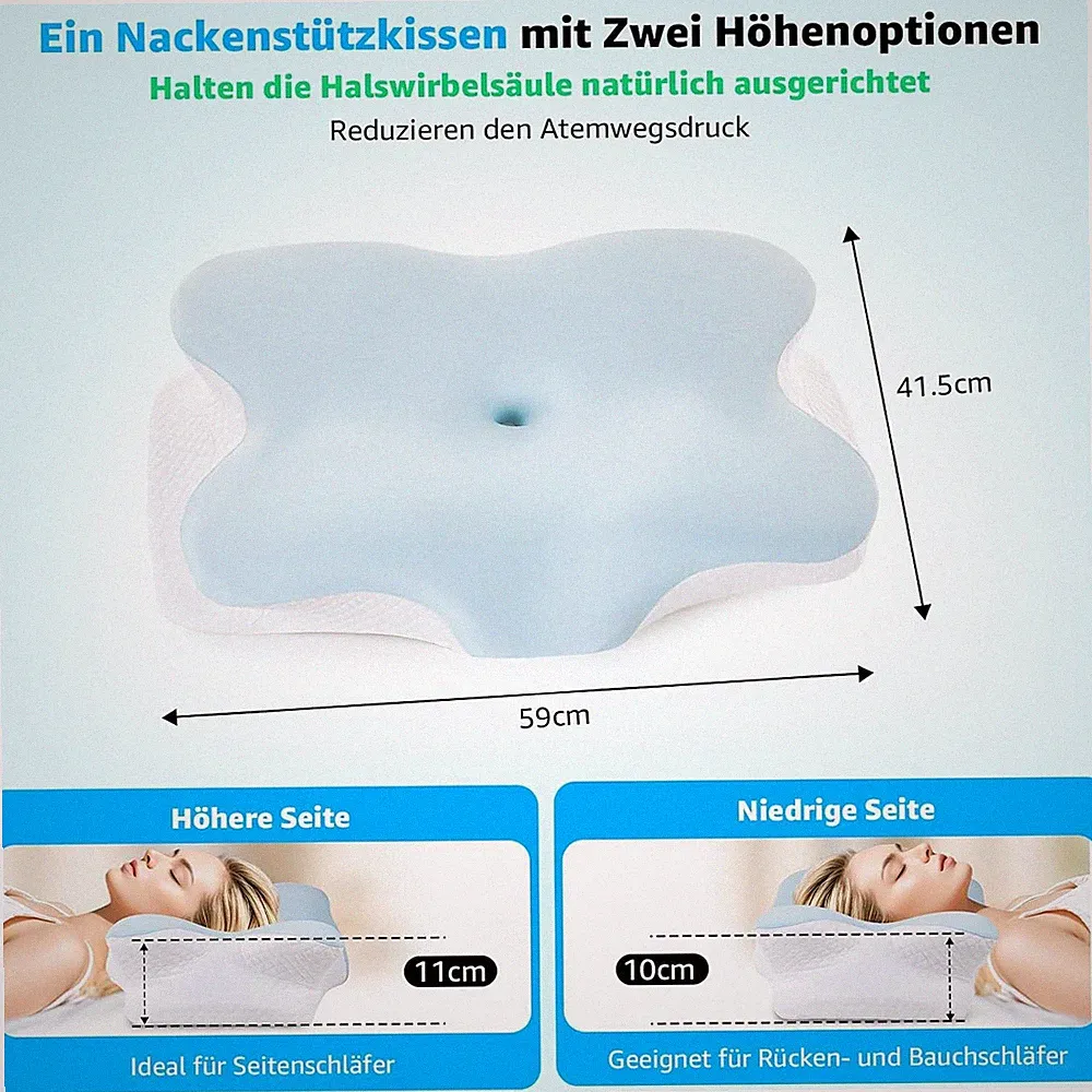 Orthopädisches Kissen Ergonomisch Nackenkissen mit 2 Bezügen für Seitenschläfer