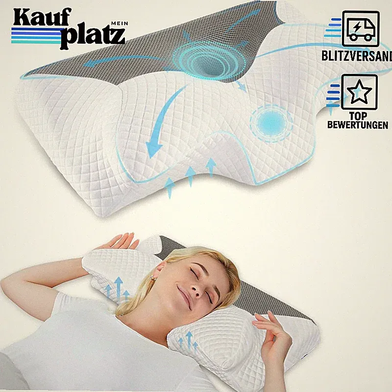 Orthopädisches Kissen Memory Foam Ergonomisch Grau Waschbar für Seitenschläfer