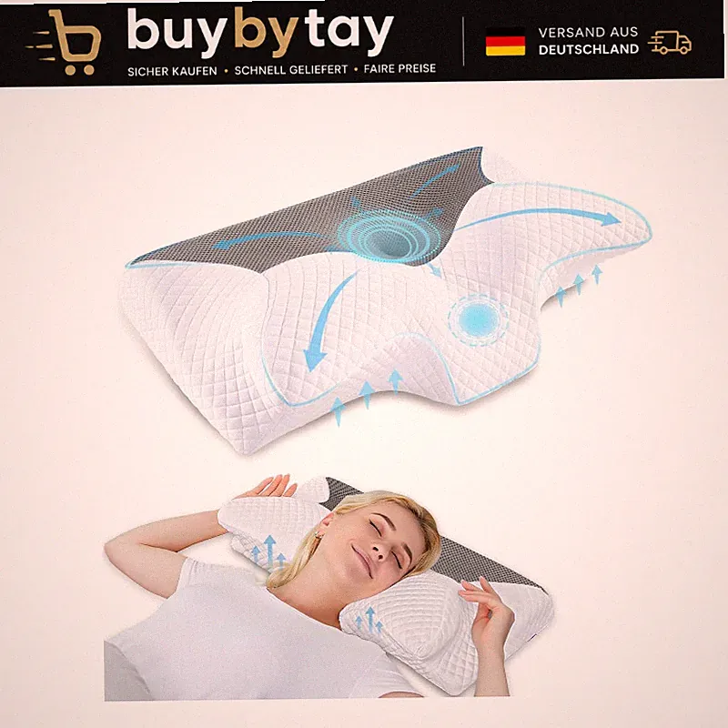 Orthopädisches Kissen Memory Foam Ergonomisch Waschbar Grau für Seitenschläfer