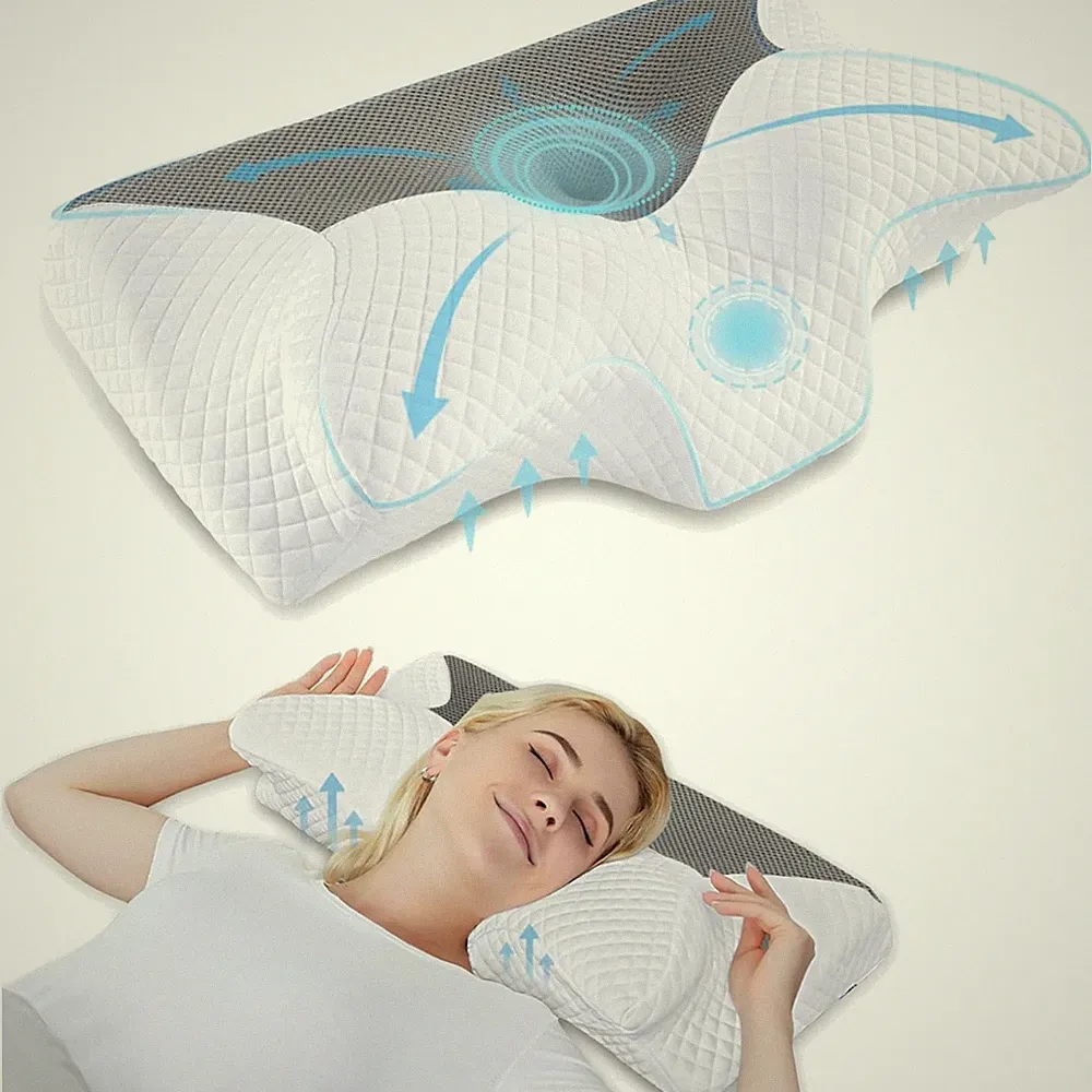 Orthopädisches Kissen Memory Foam Nackenstützkissen Ergonomisch 60x35x8/12cm