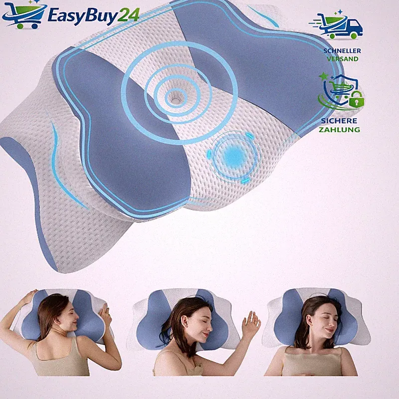 Orthopädisches Kissen Memory Foam Nackenstützkissen Ergonomisch Blau 60x40cm