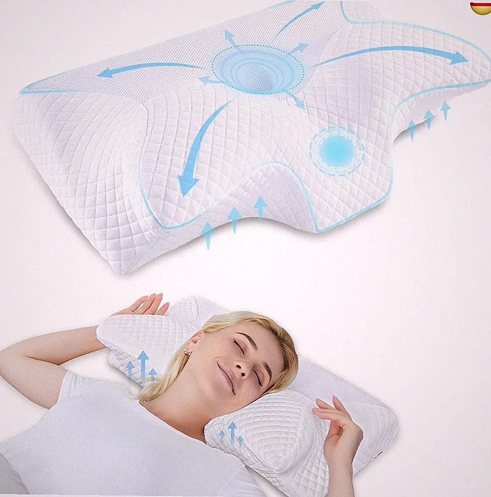 Orthopädisches Kissen Memory Foam Nackenstützkissen für HWS Ergonomisches Kopfki