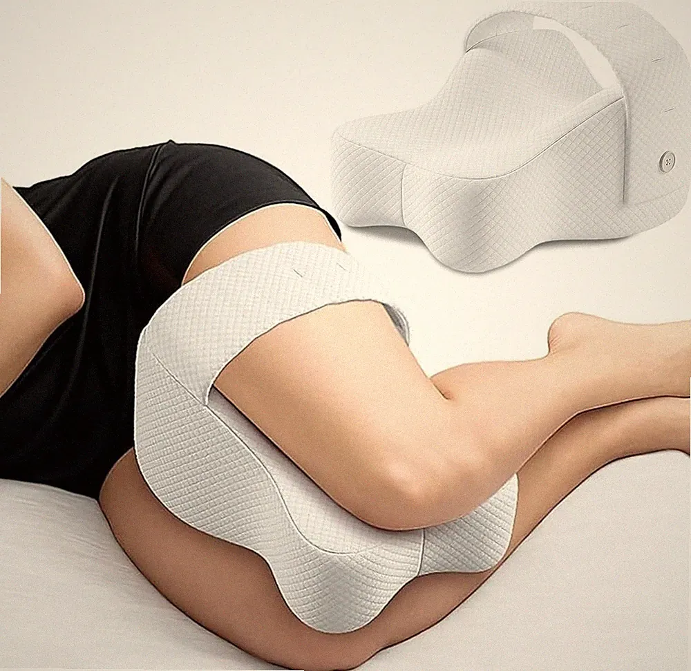 Orthopädisches Kniekissen Beinkissen aus Memory Foam für Seitenschläfer mit Band