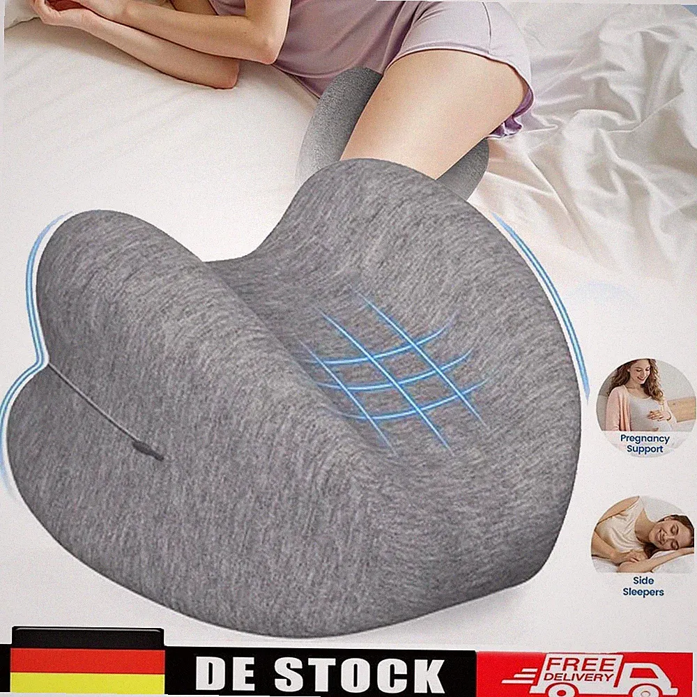 Orthopädisches Kniekissen Beinkissen für Seitenschläfer aus Memory Foam Grau DHL