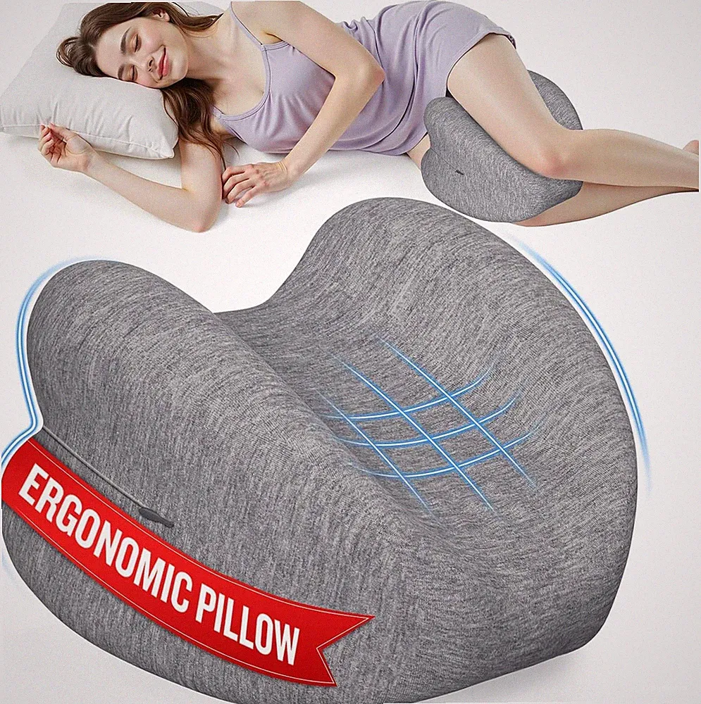 Orthopädisches Kniekissen Beinkissen für Seitenschläfer Memory Foam 10,5×10×7,2"