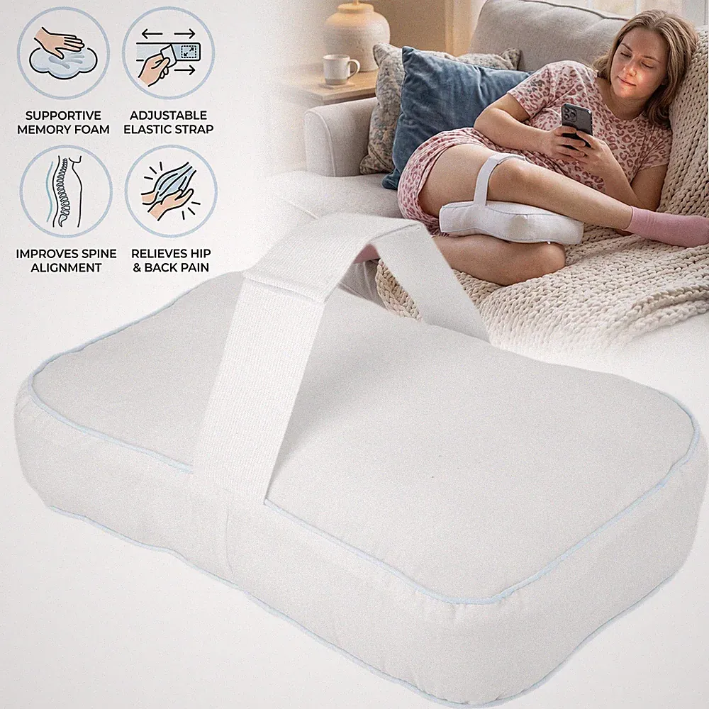 Orthopädisches Kniekissen Beinkissen Memory Foam für Seitenschläfer mit Band