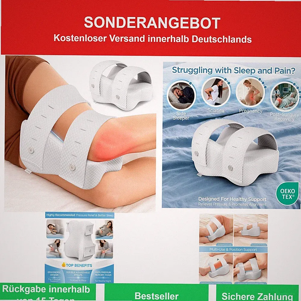 Orthopädisches Kniekissen für Seitenschläfer - Ergonomisches Leg Kissen
