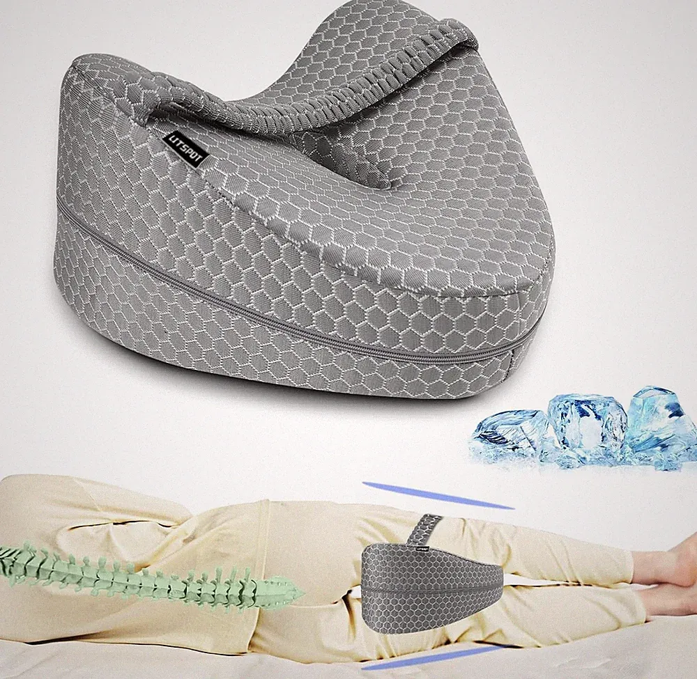 Orthopädisches Kniekissen für Seitenschläfer - Memory Foam, Kühlende Abdeckun...
