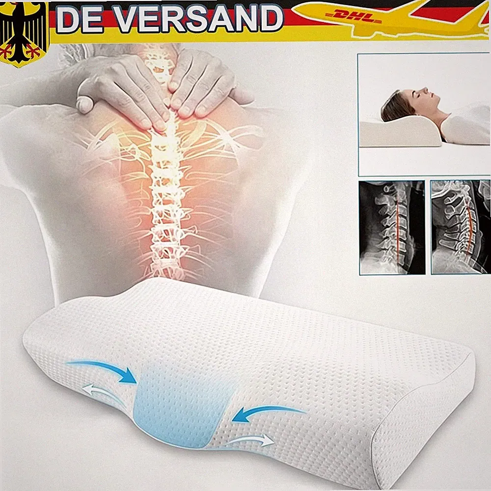 Orthopädisches Kopfkissen Memory-Schaum 2 Höhen für Rücken Seitenschläfer