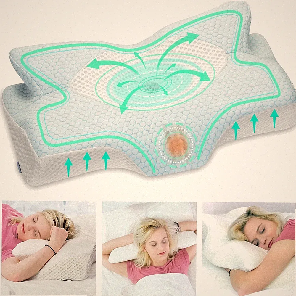 Orthopädisches Memory Foam Kissen 64x12,5/10,5x38 cm - Ideal für Nackenschmerzen